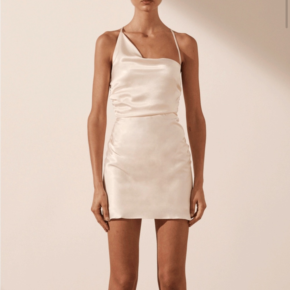 Shona Joy LA LUNE ASYMMETRICAL BIAS COWL MINI DRESS